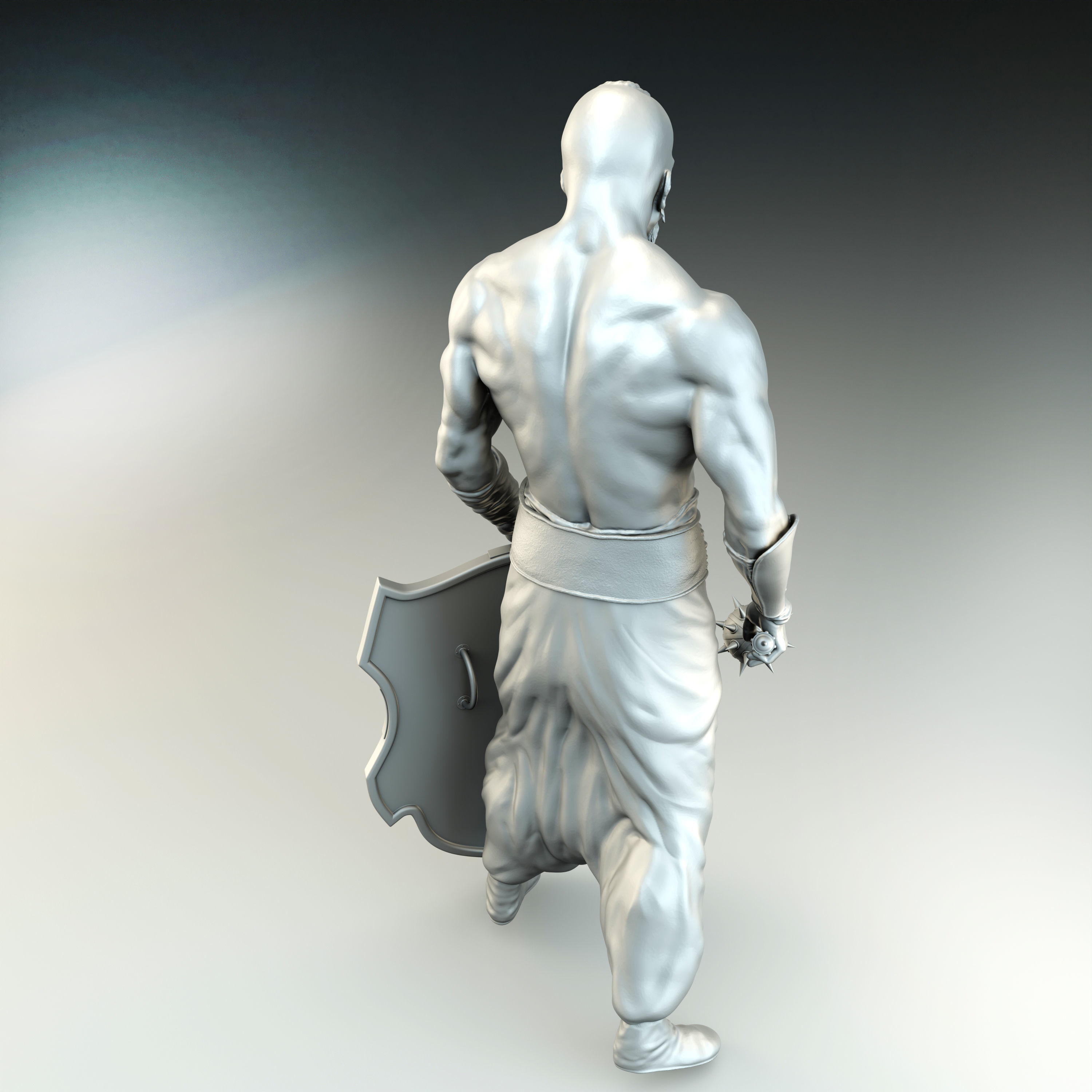 Cossack warrior with mace and shield for CNC 3D print model_8