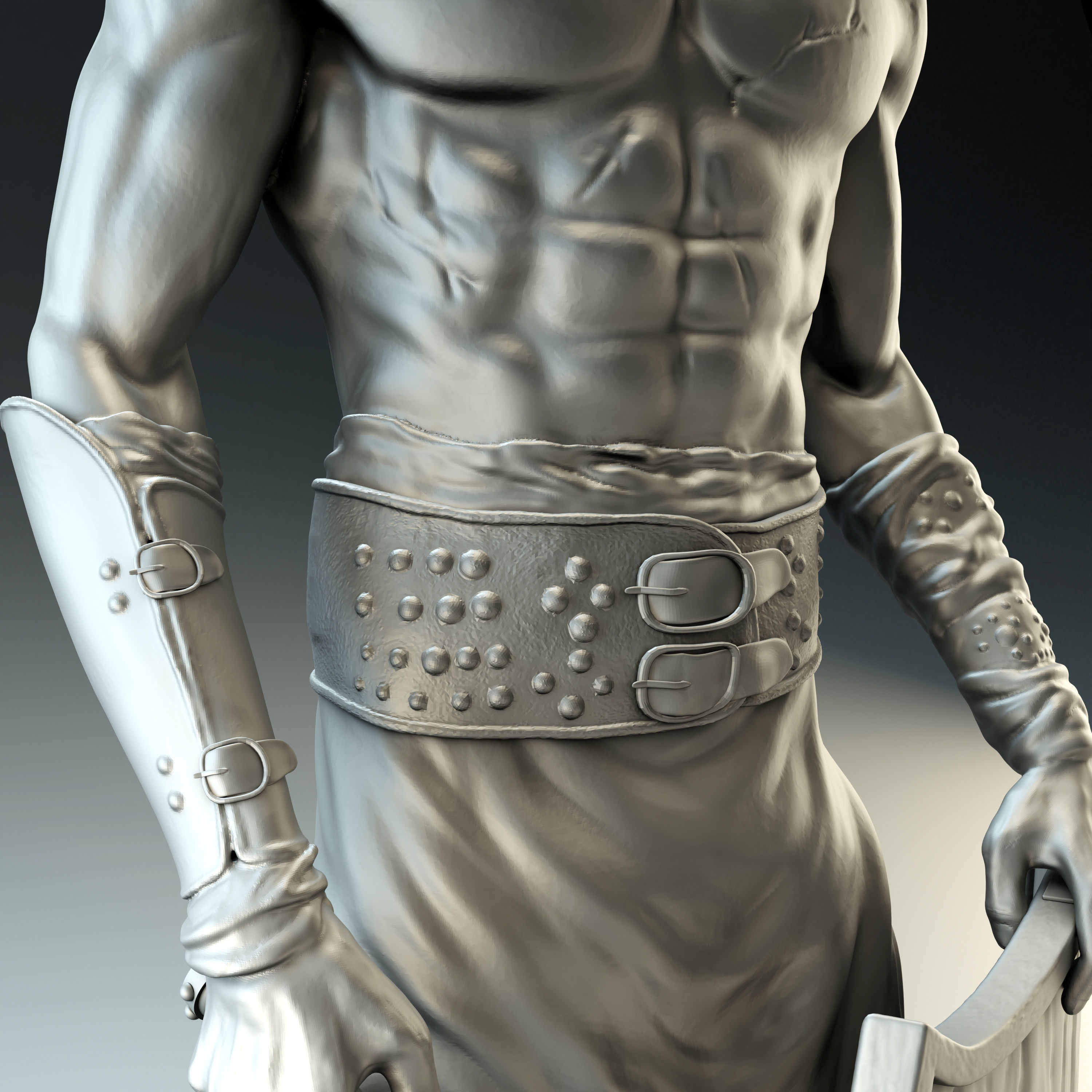 Cossack warrior with mace and shield for CNC 3D print model_4