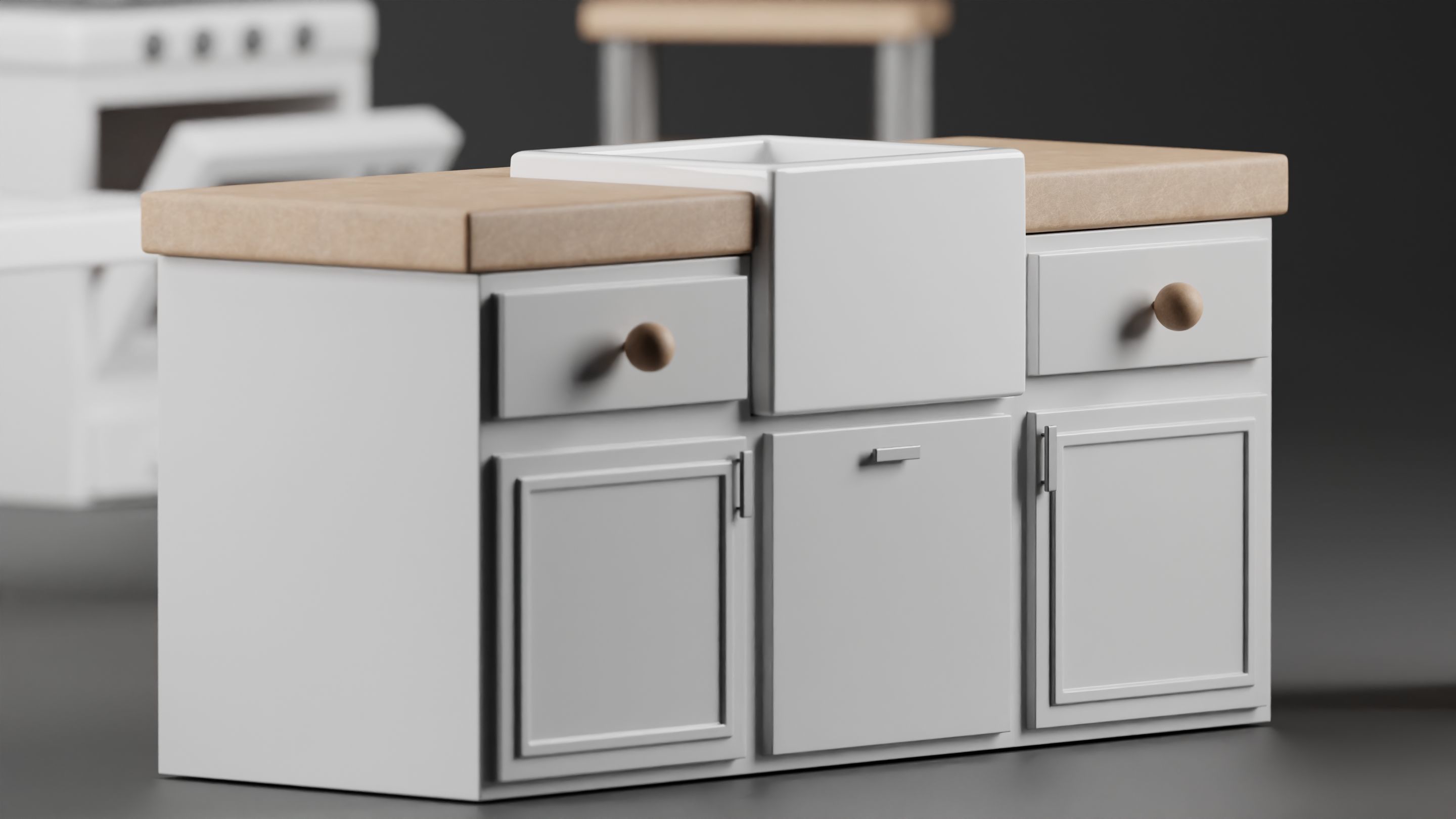 Kitchen set 3D model_2