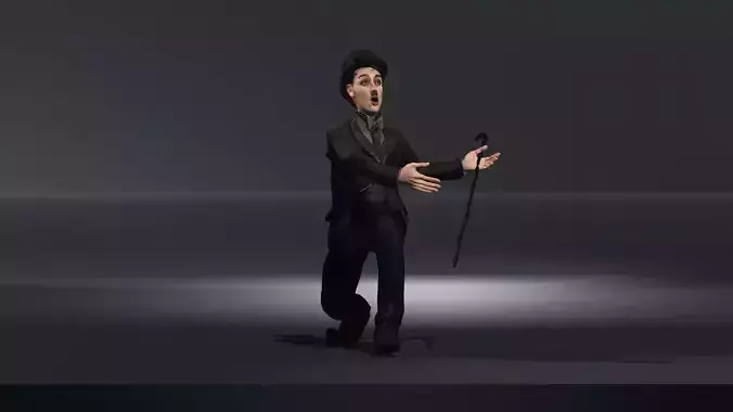 Charlie Chaplin High quality character full Rigged and Animated 3D model