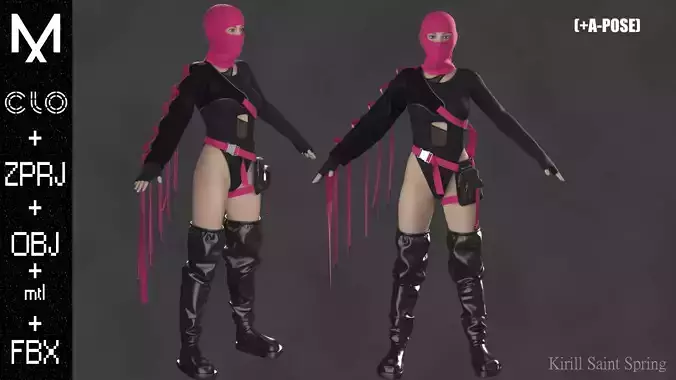 New Outfit Female Marvelous designer Clo3d OBJ mtl FBX ZPRJ
