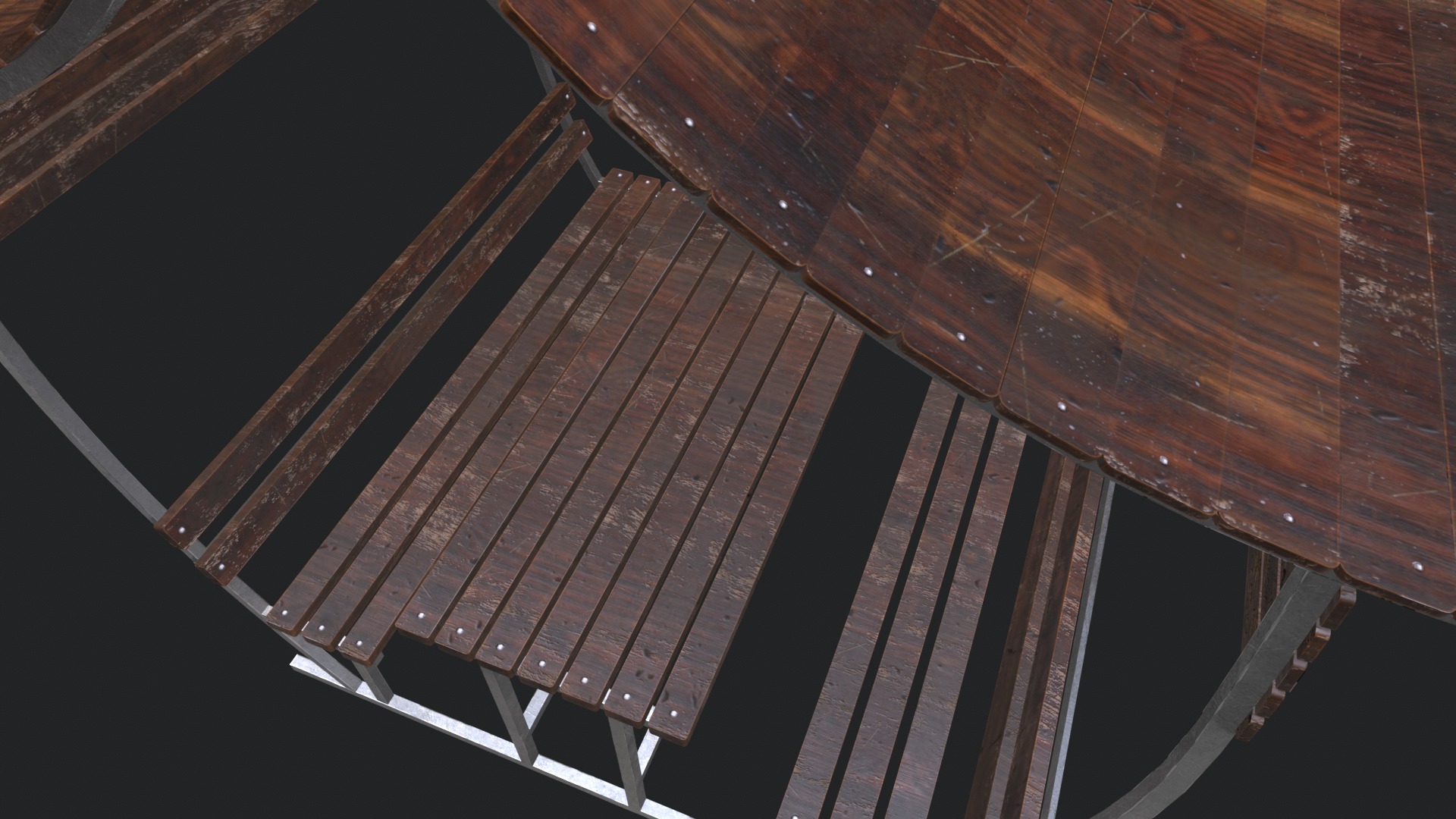 Wooden Pergola Low-poly 3D model_7