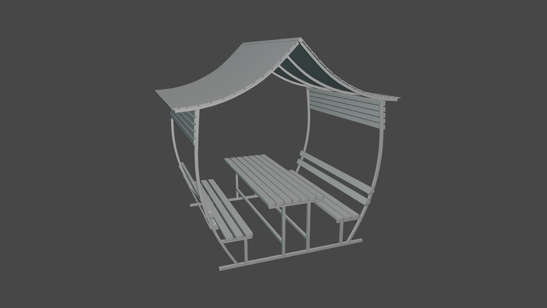 Wooden Pergola Low-poly 3D model_11