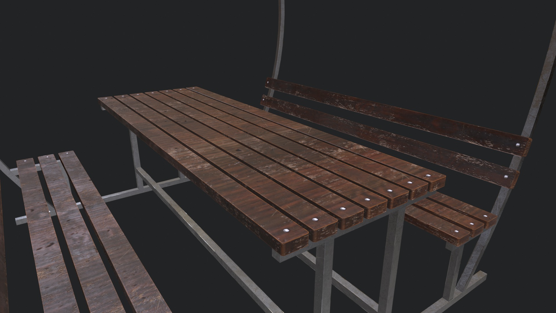 Wooden Pergola Low-poly 3D model_6