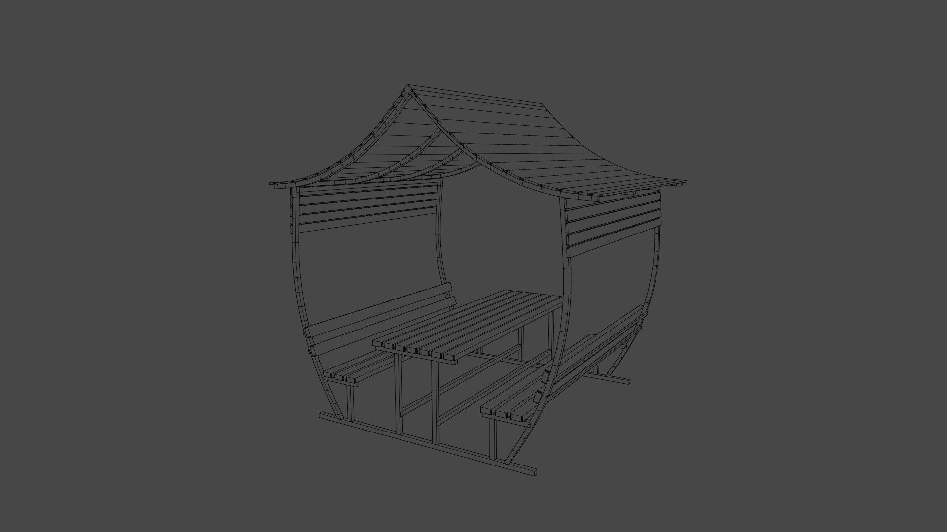 Wooden Pergola Low-poly 3D model_12