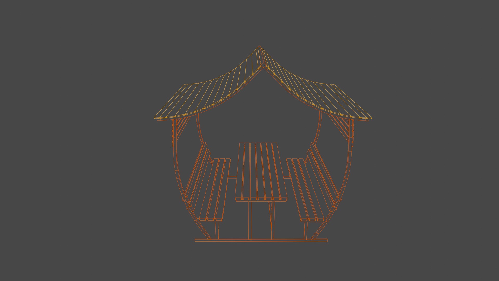 Wooden Pergola Low-poly 3D model_13