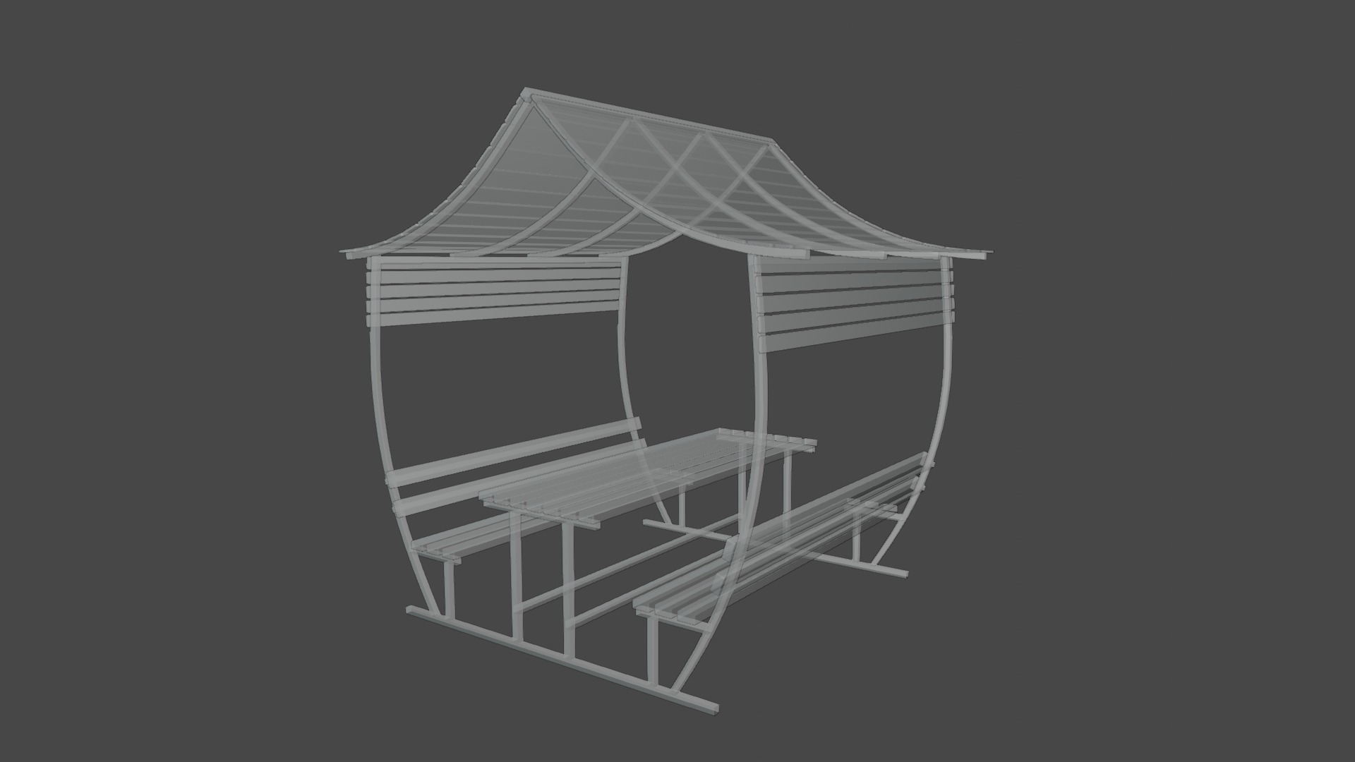 Wooden Pergola Low-poly 3D model_9