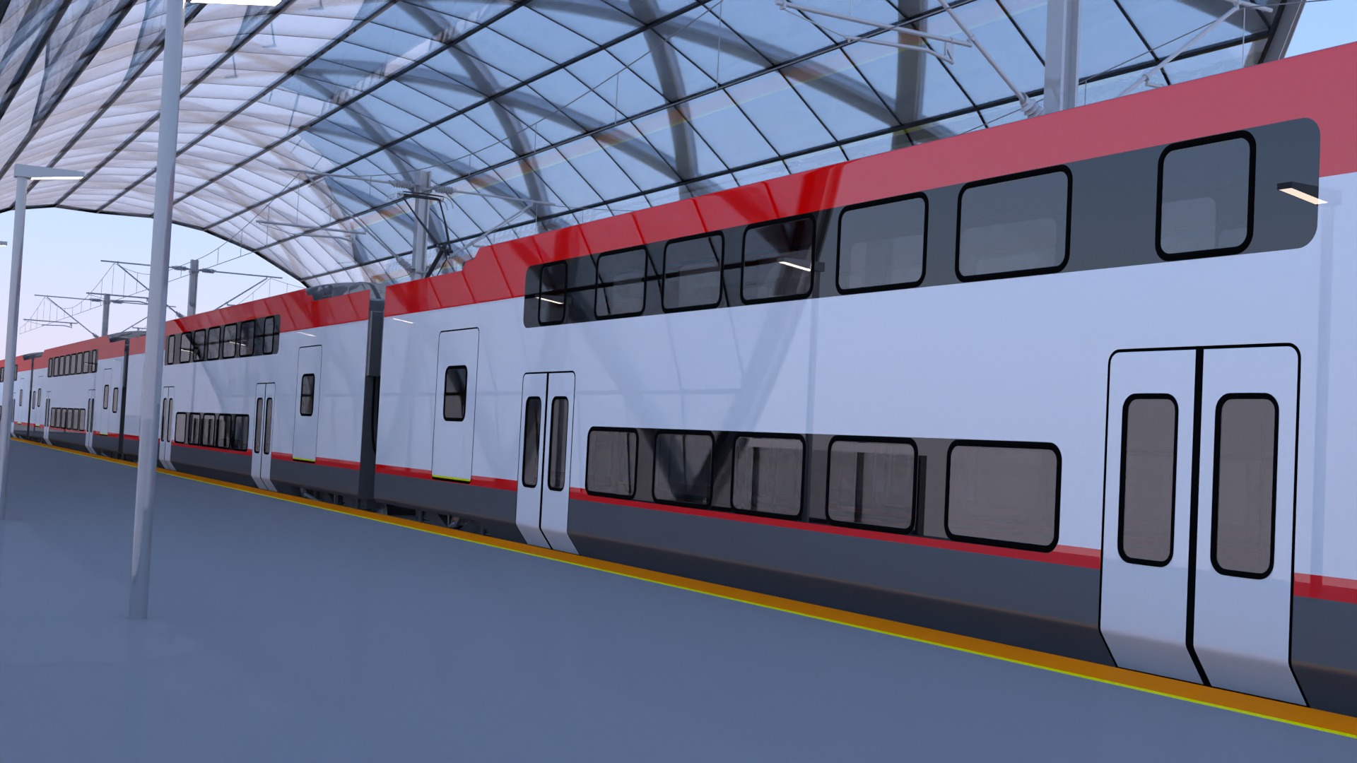 Station with american trains 3D model_12