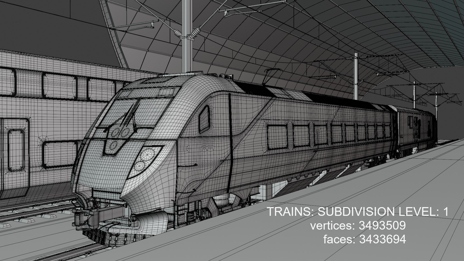 Station with american trains 3D model_9