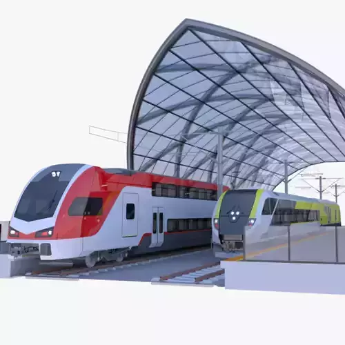 Station with american trains