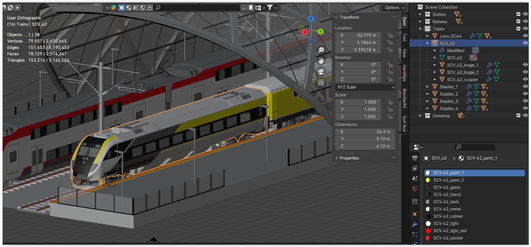 Station with american trains 3D model_15