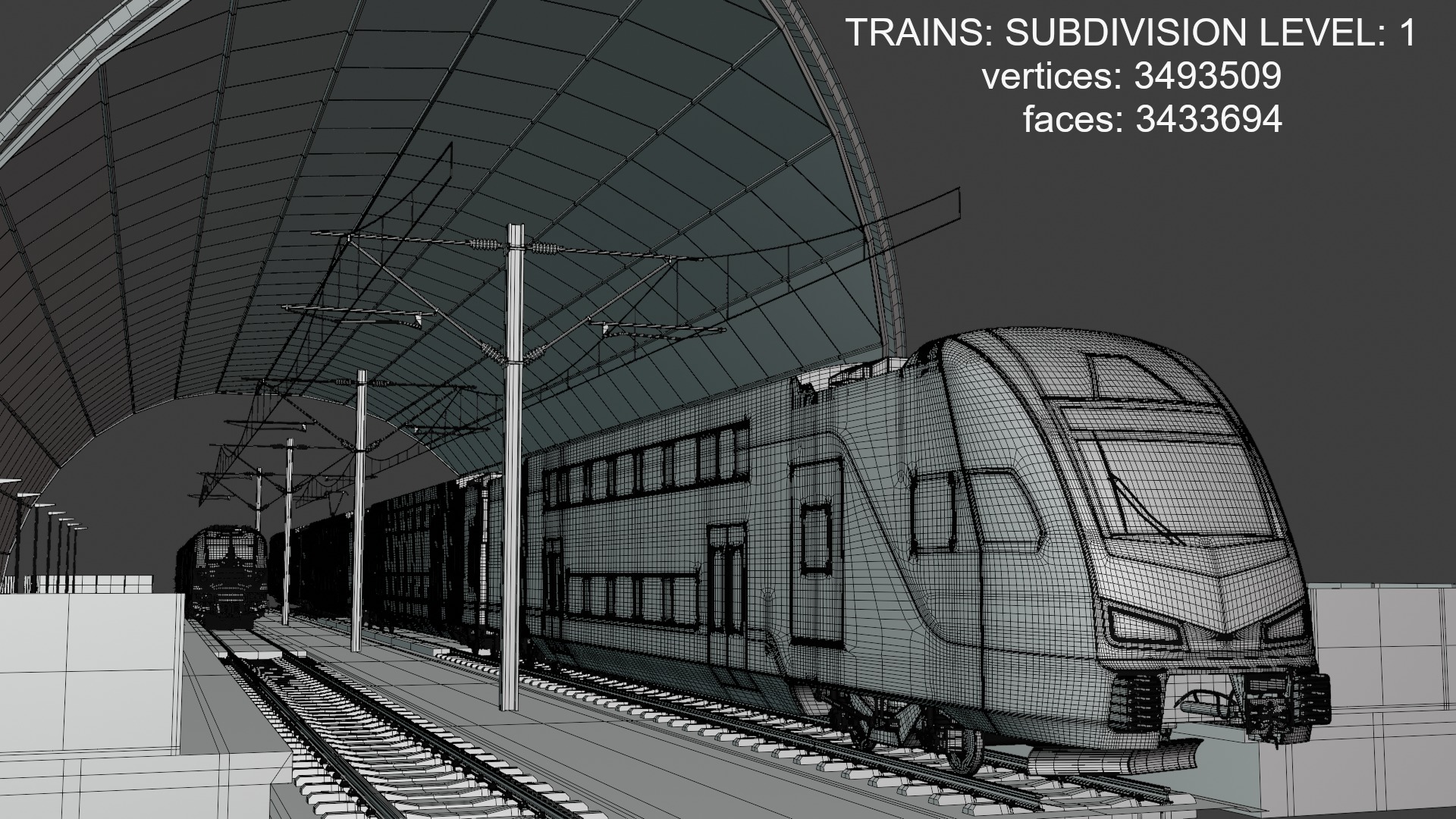 Station with american trains 3D model_6