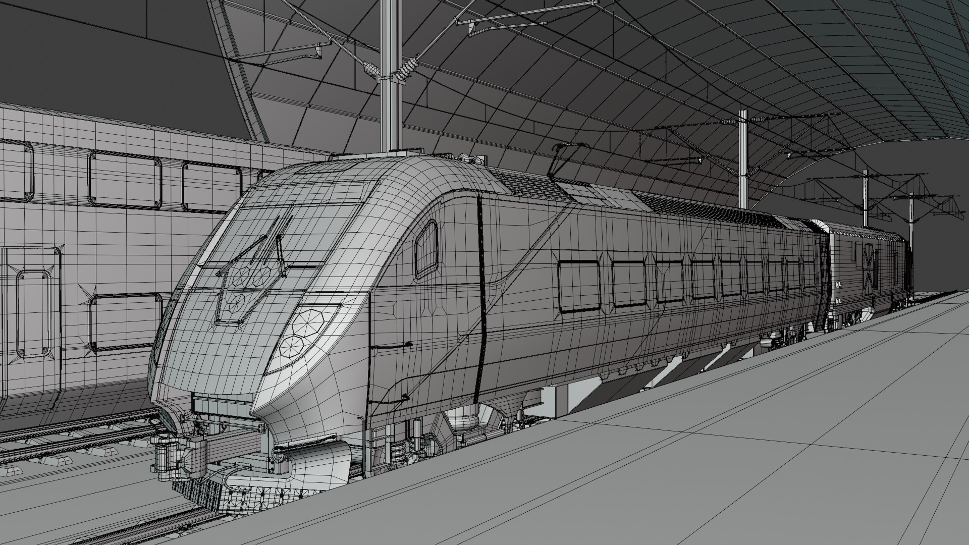 Station with american trains 3D model_8