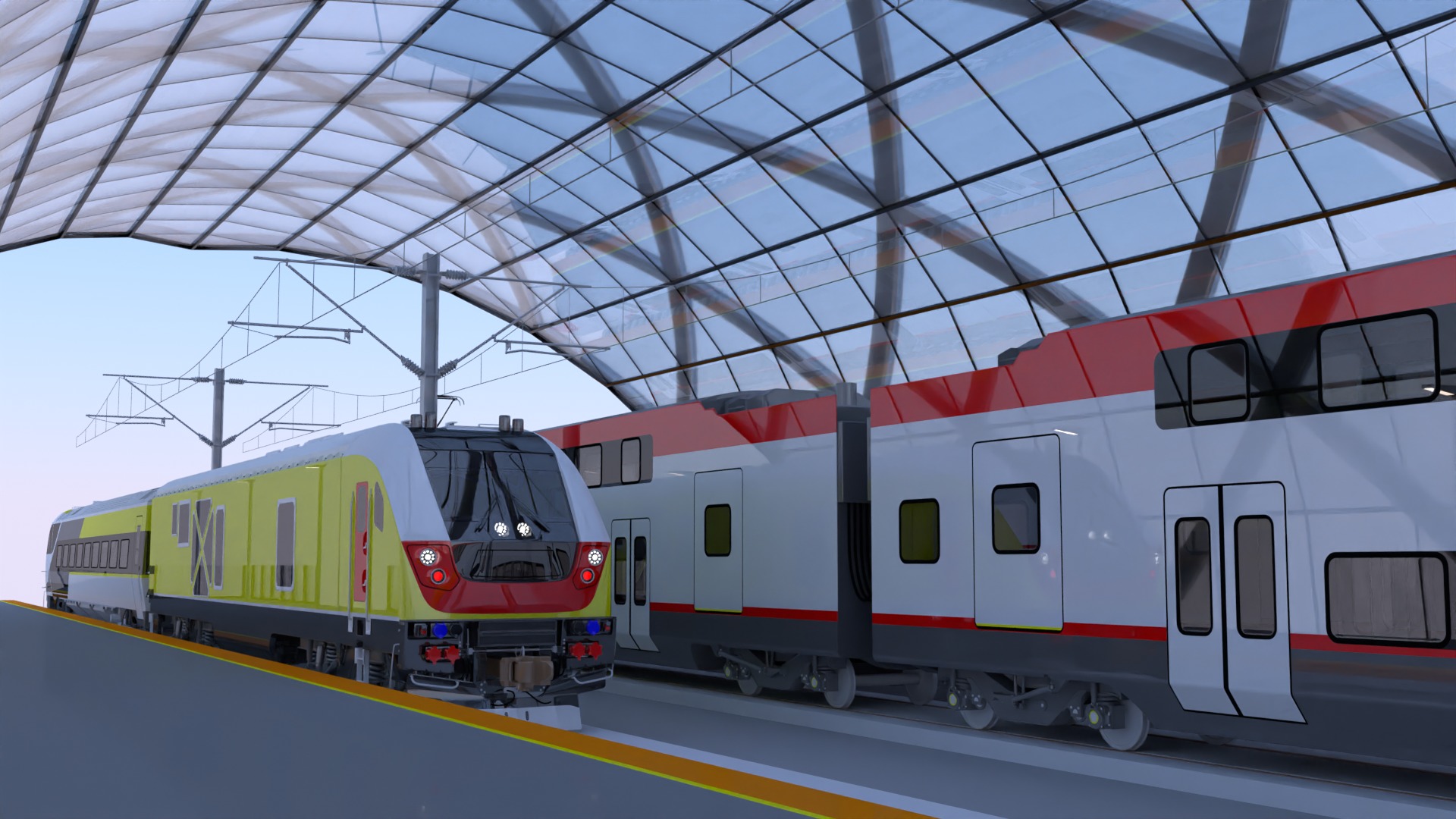 Station with american trains 3D model_10