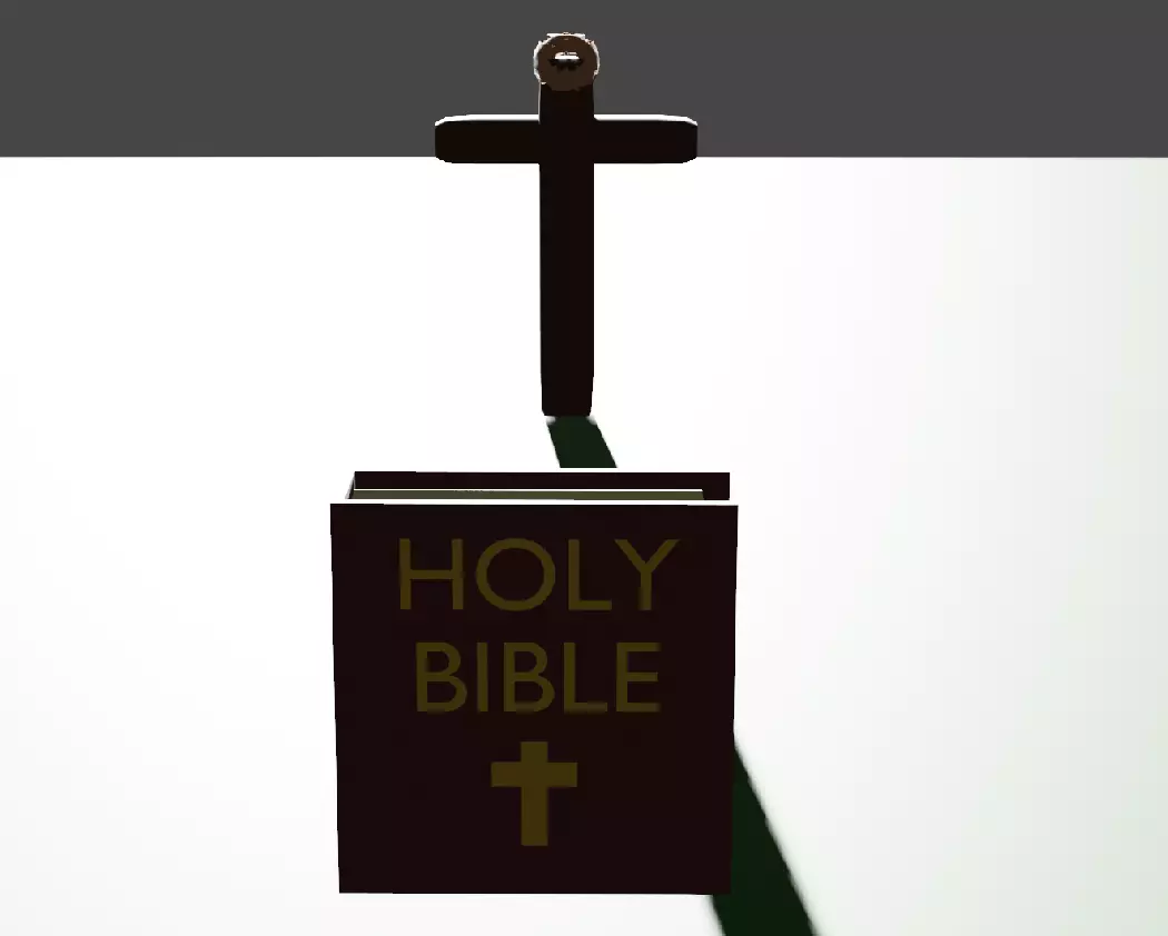 Jesus cross with the holy bible 3D model_0