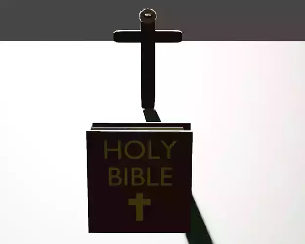 Jesus cross with the holy bible 3D model