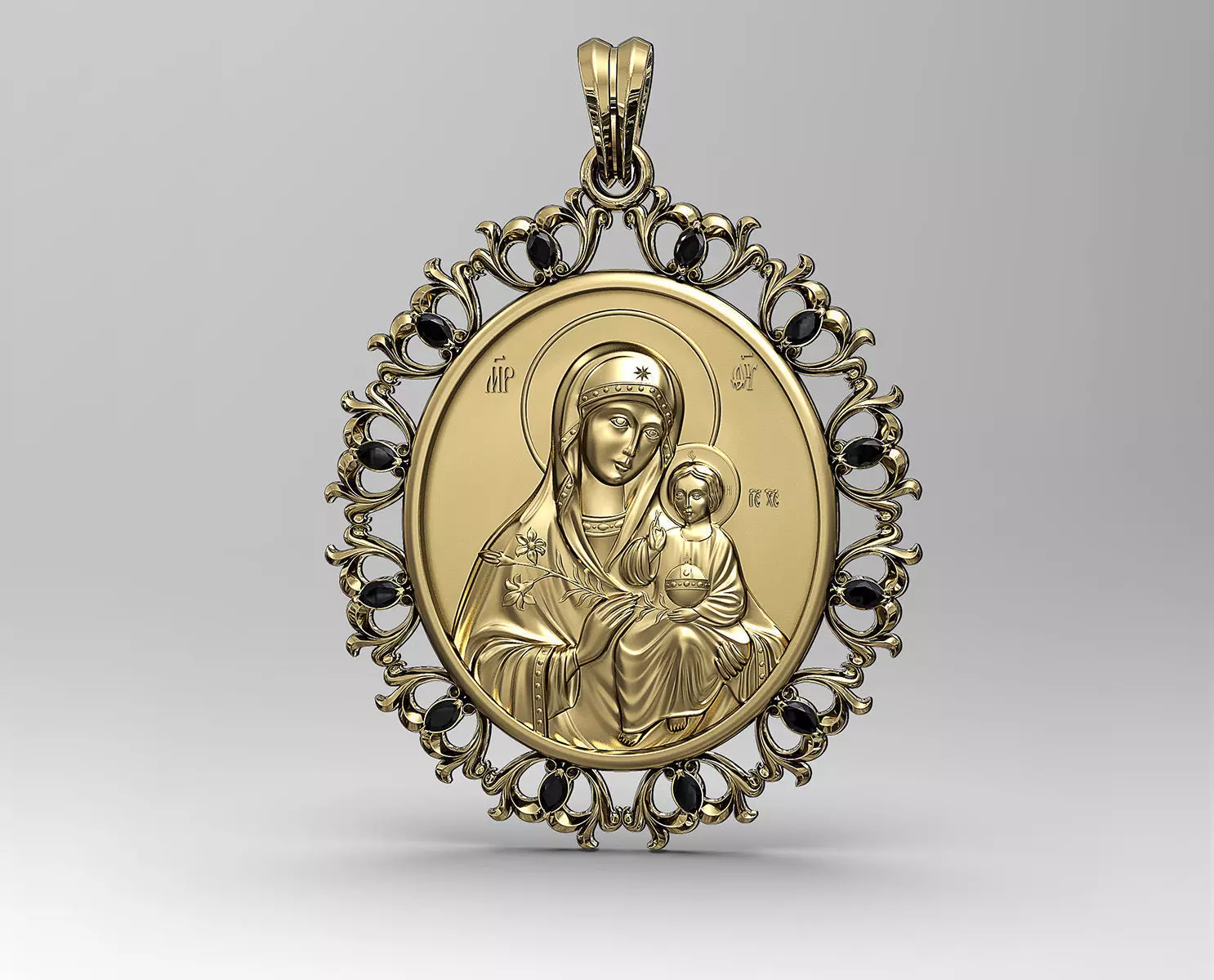 Jesus with Mary pendant v2 3D print model_0