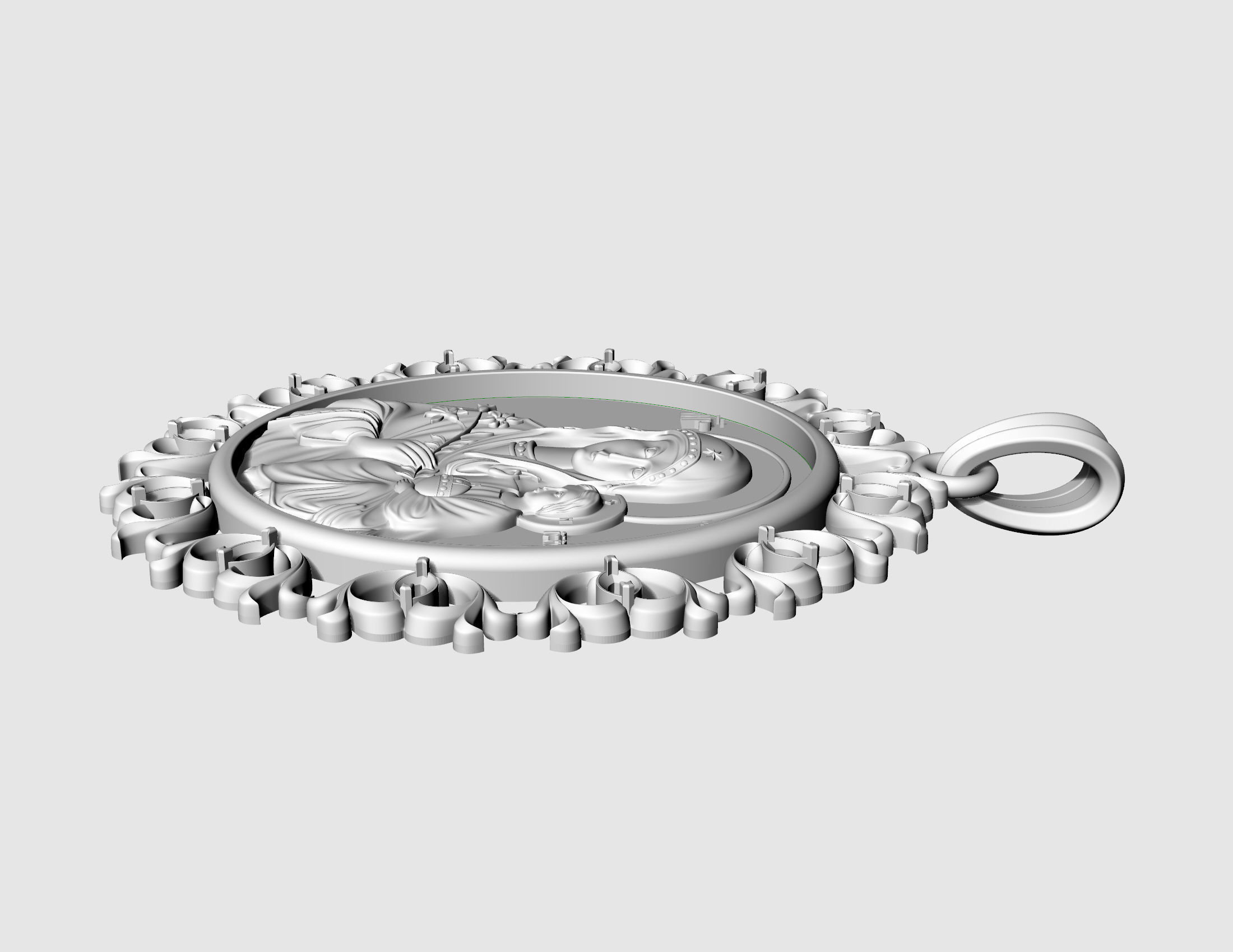 Jesus with Mary pendant v2 3D print model_8