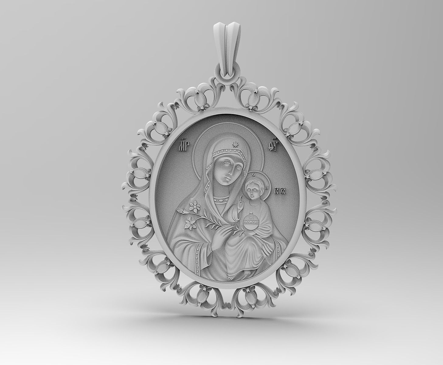 Jesus with Mary pendant v2 3D print model_4