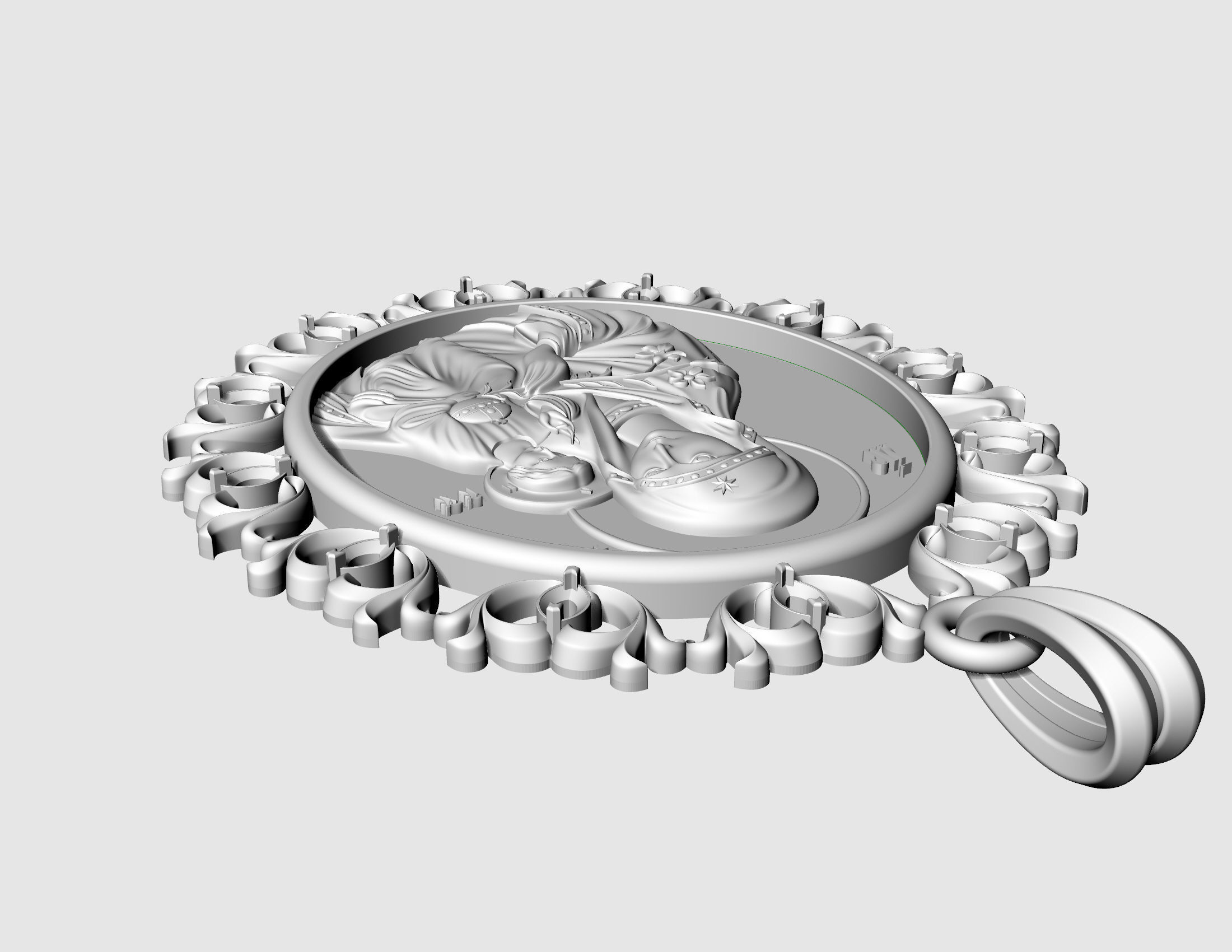 Jesus with Mary pendant v2 3D print model_9
