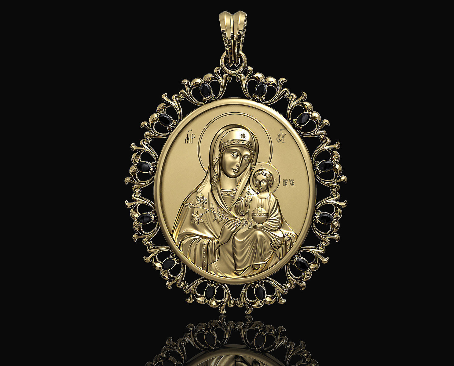 Jesus with Mary pendant v2 3D print model_2
