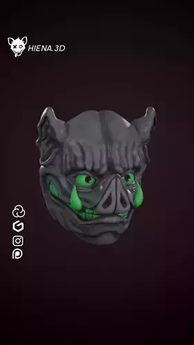 Pig Japanese yokai mask 3D print model