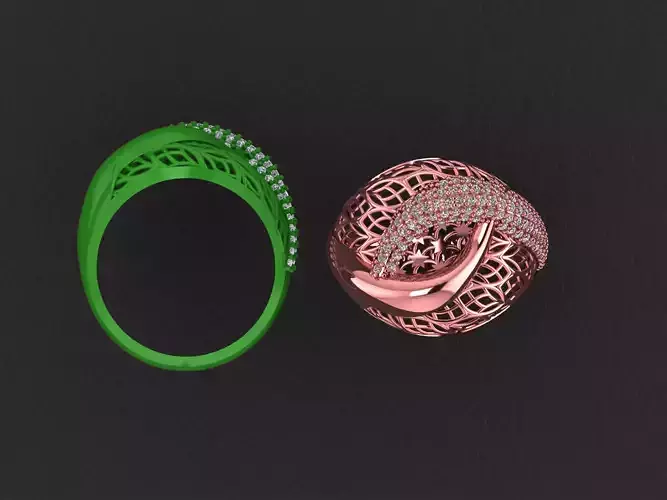 Wire Mesh Diamond Ring 3D print model