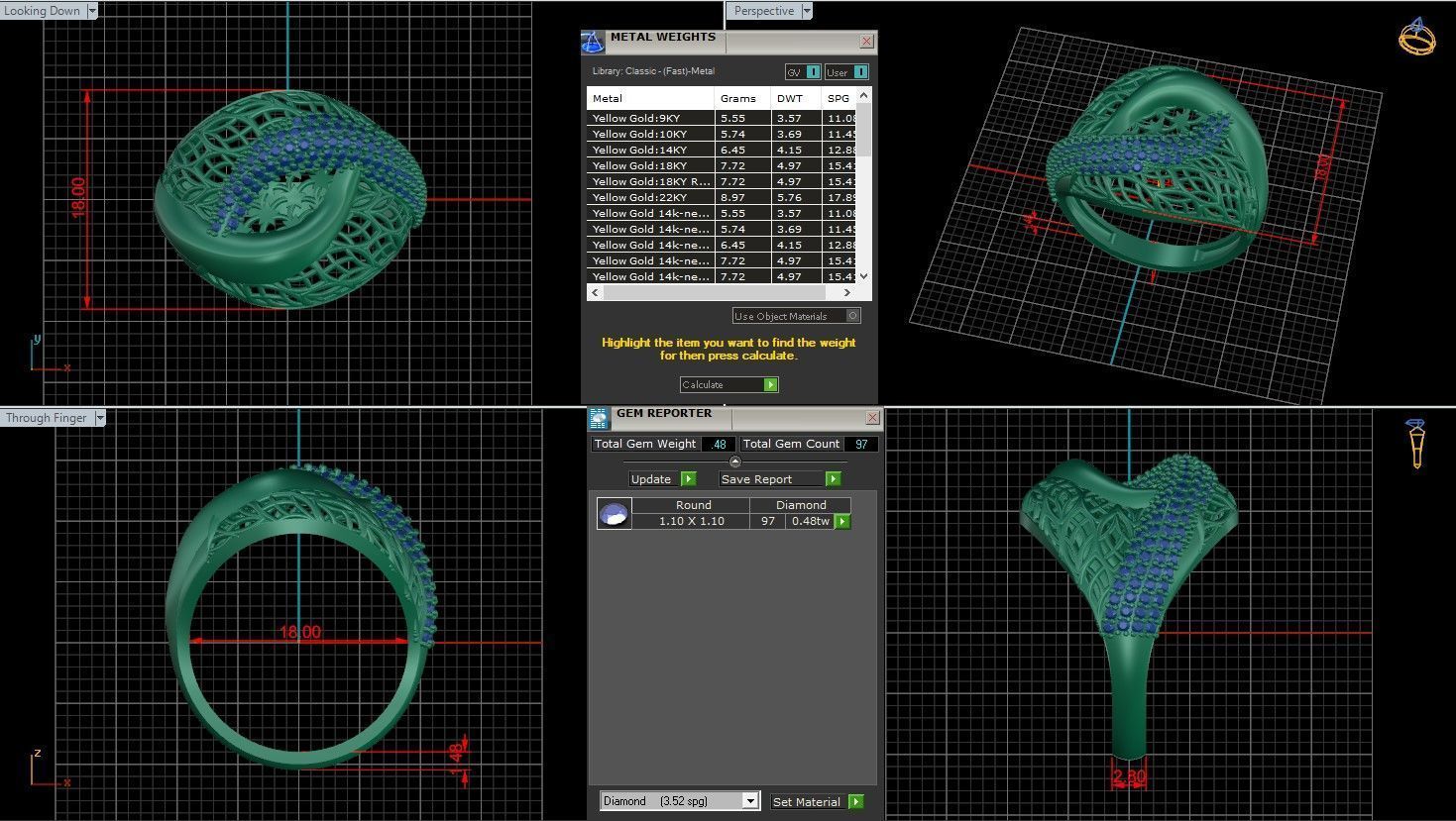 Wire Mesh Diamond Ring 3D print model_3