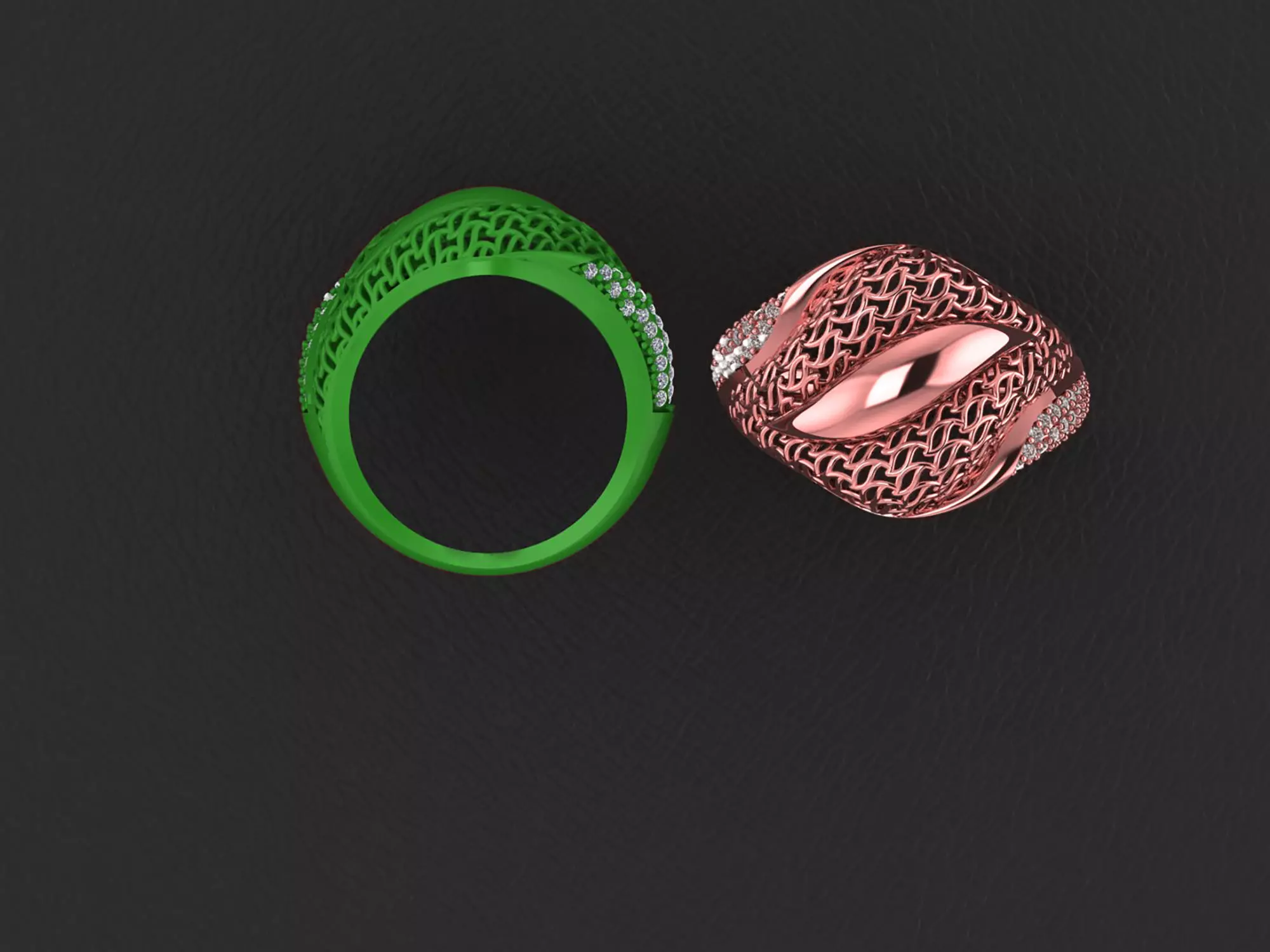 Wire Mesh Diamond Ring 3D print model