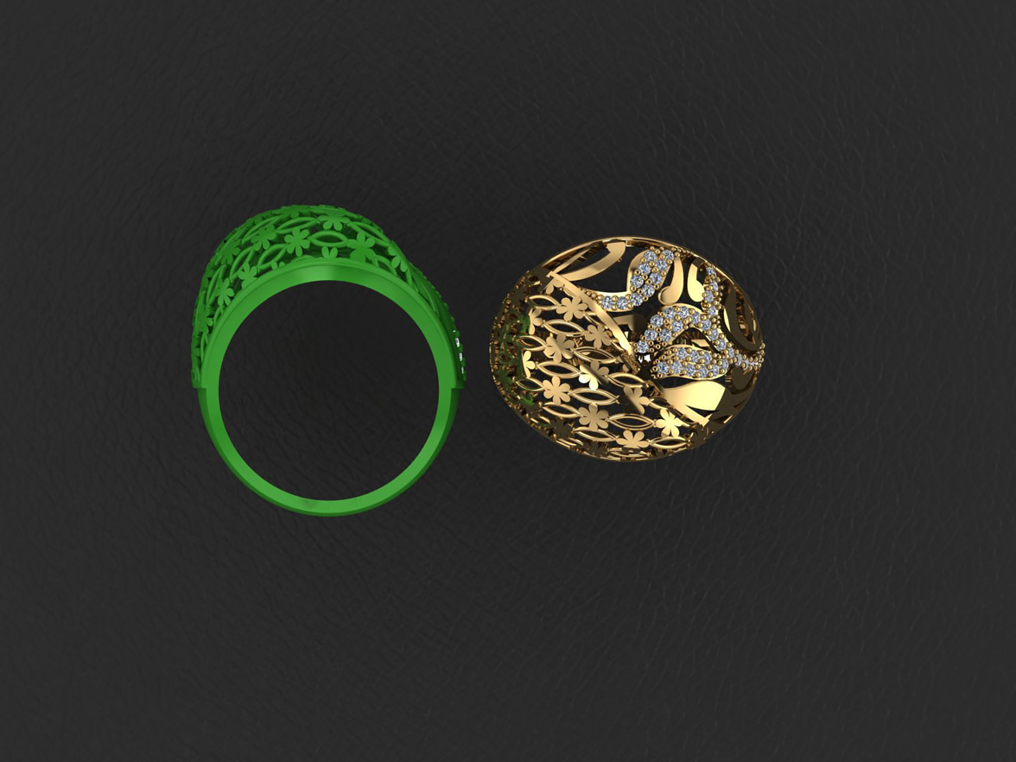 Wire Mesh Diamond Ring 3D print model_1
