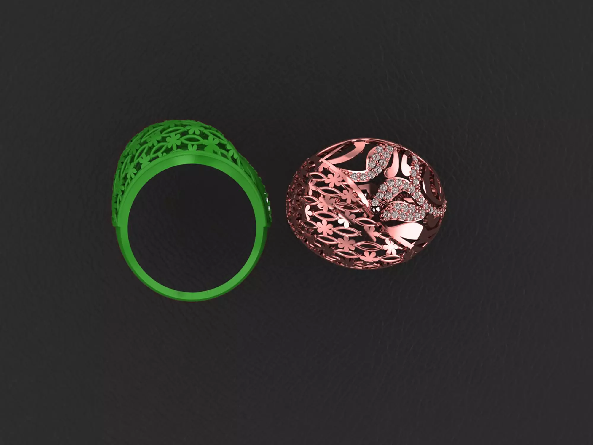 Wire Mesh Diamond Ring 3D print model_0