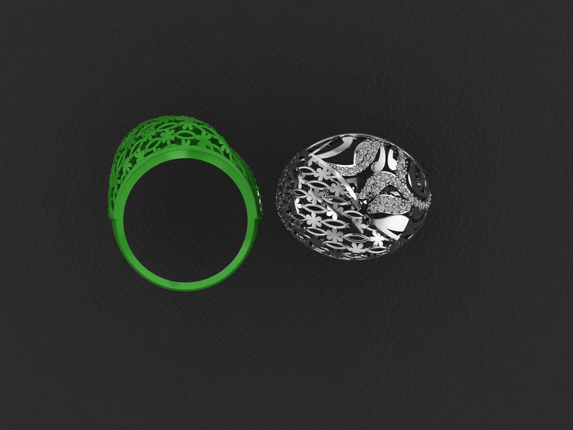 Wire Mesh Diamond Ring 3D print model_2