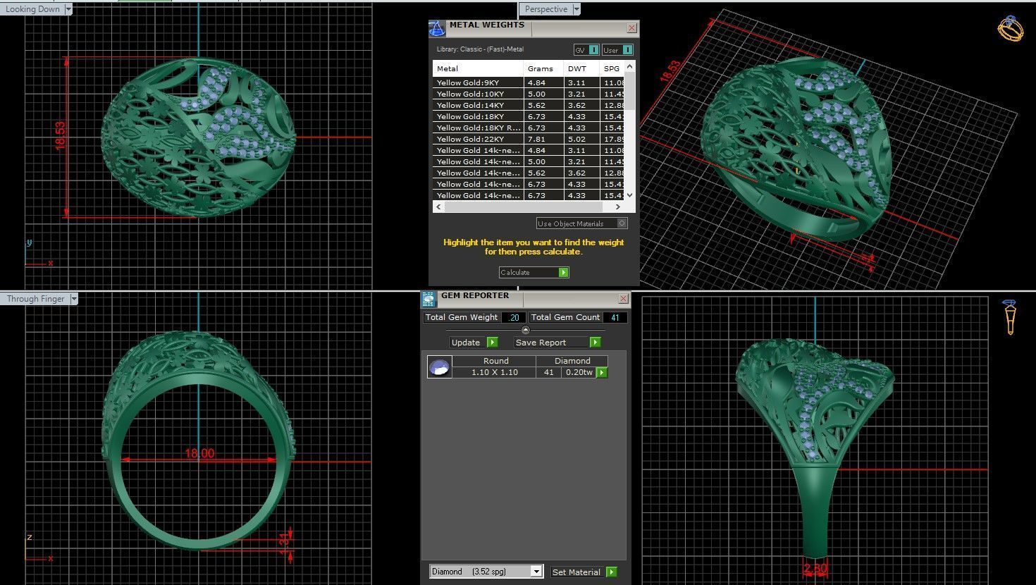 Wire Mesh Diamond Ring 3D print model_3