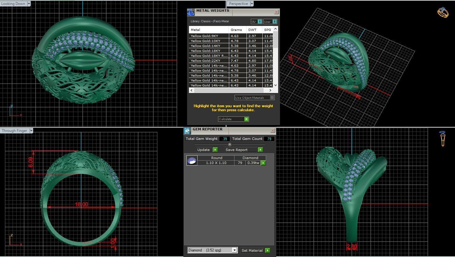 Wire Mesh Diamond Ring 3D print model_3