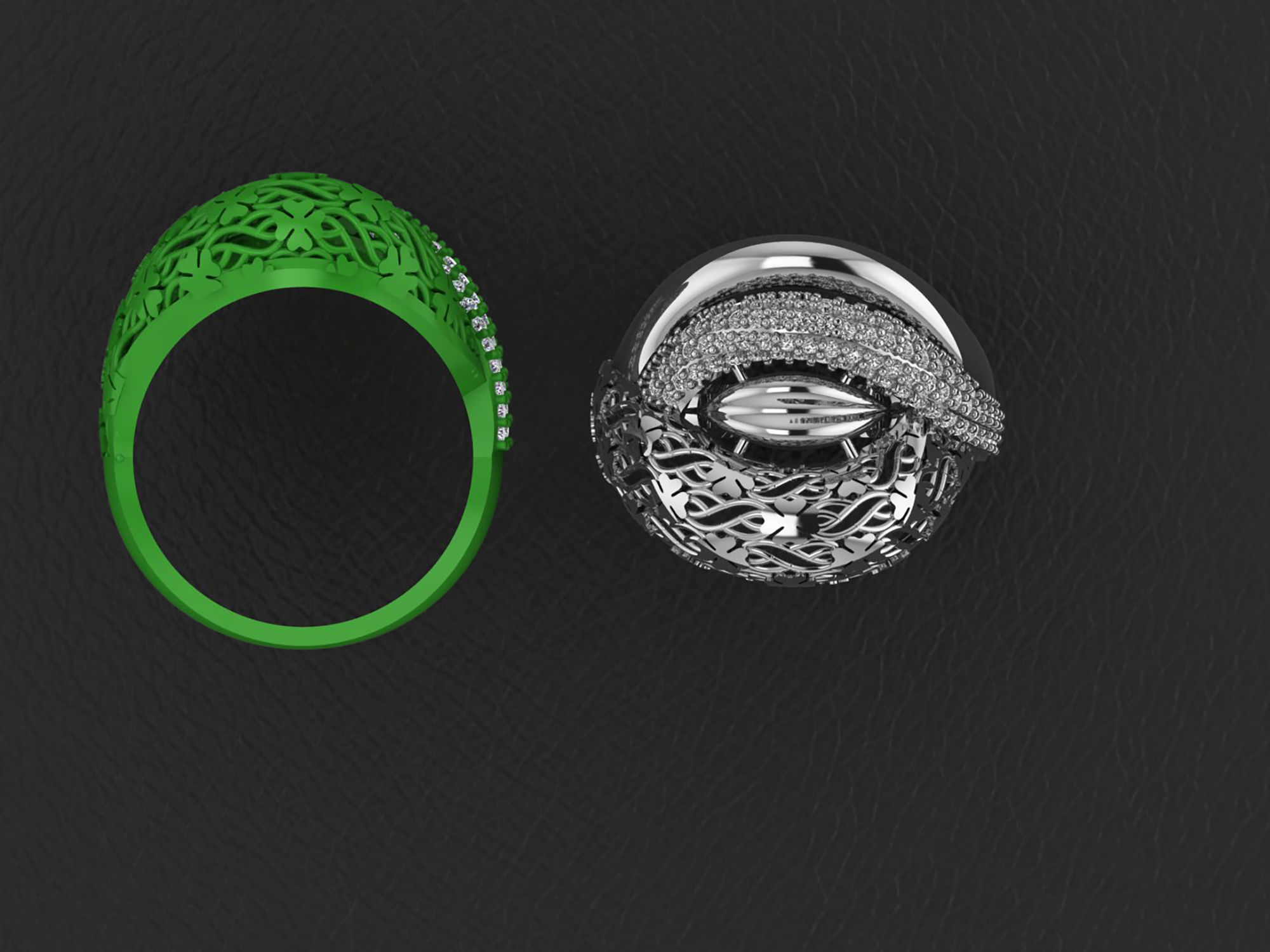 Wire Mesh Diamond Ring 3D print model_2