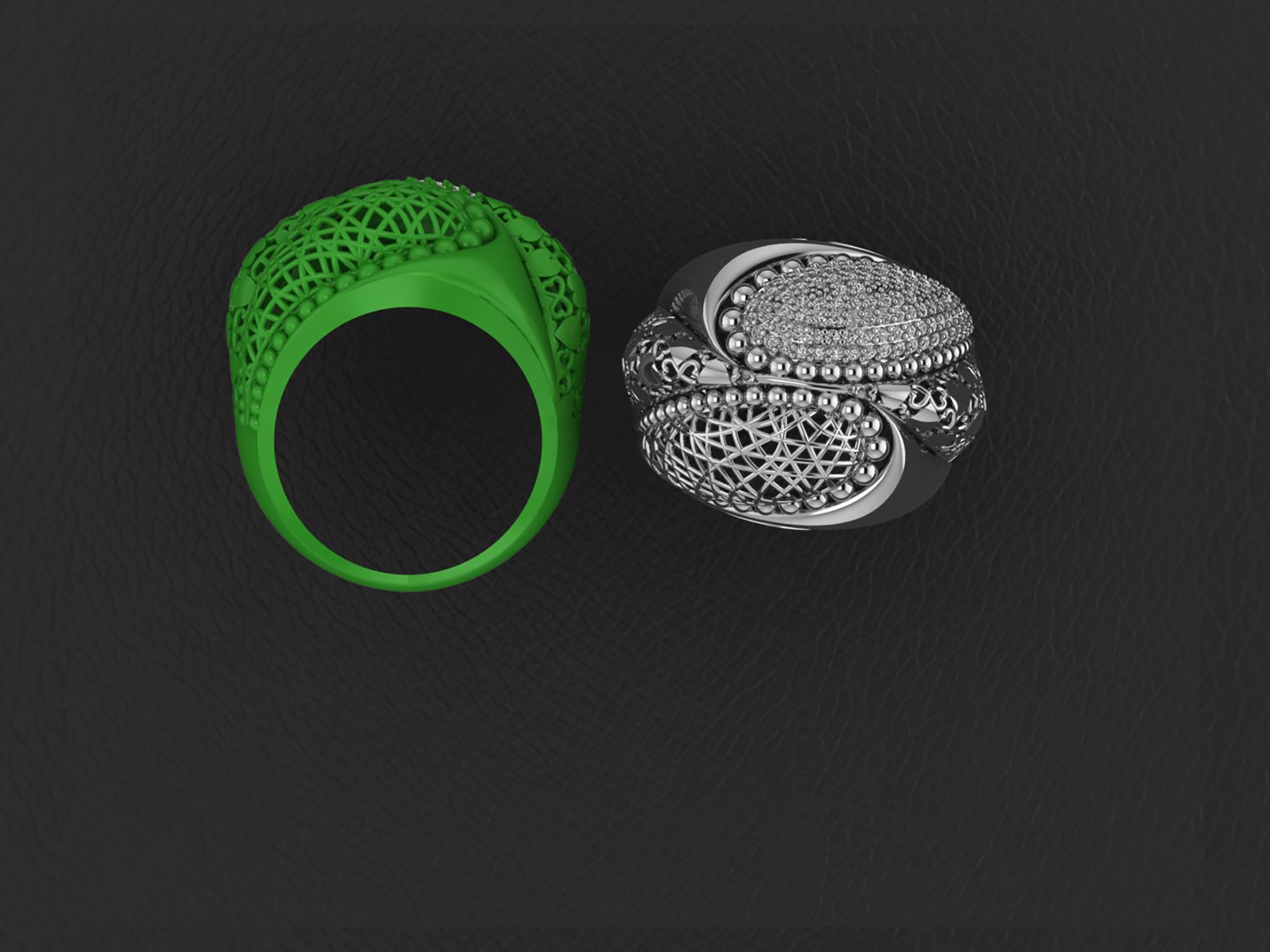 Wire Mesh Diamond Ring 3D print model_2