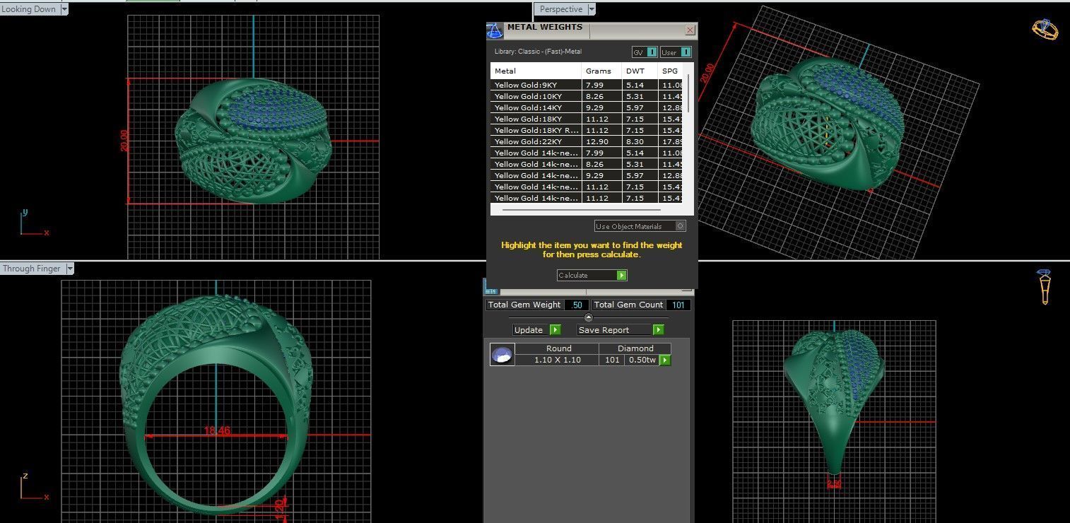 Wire Mesh Diamond Ring 3D print model_3
