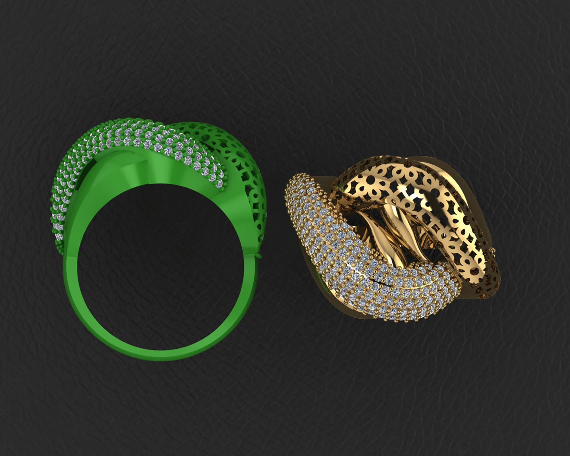 Wire Mesh Diamond Ring 3D print model_1