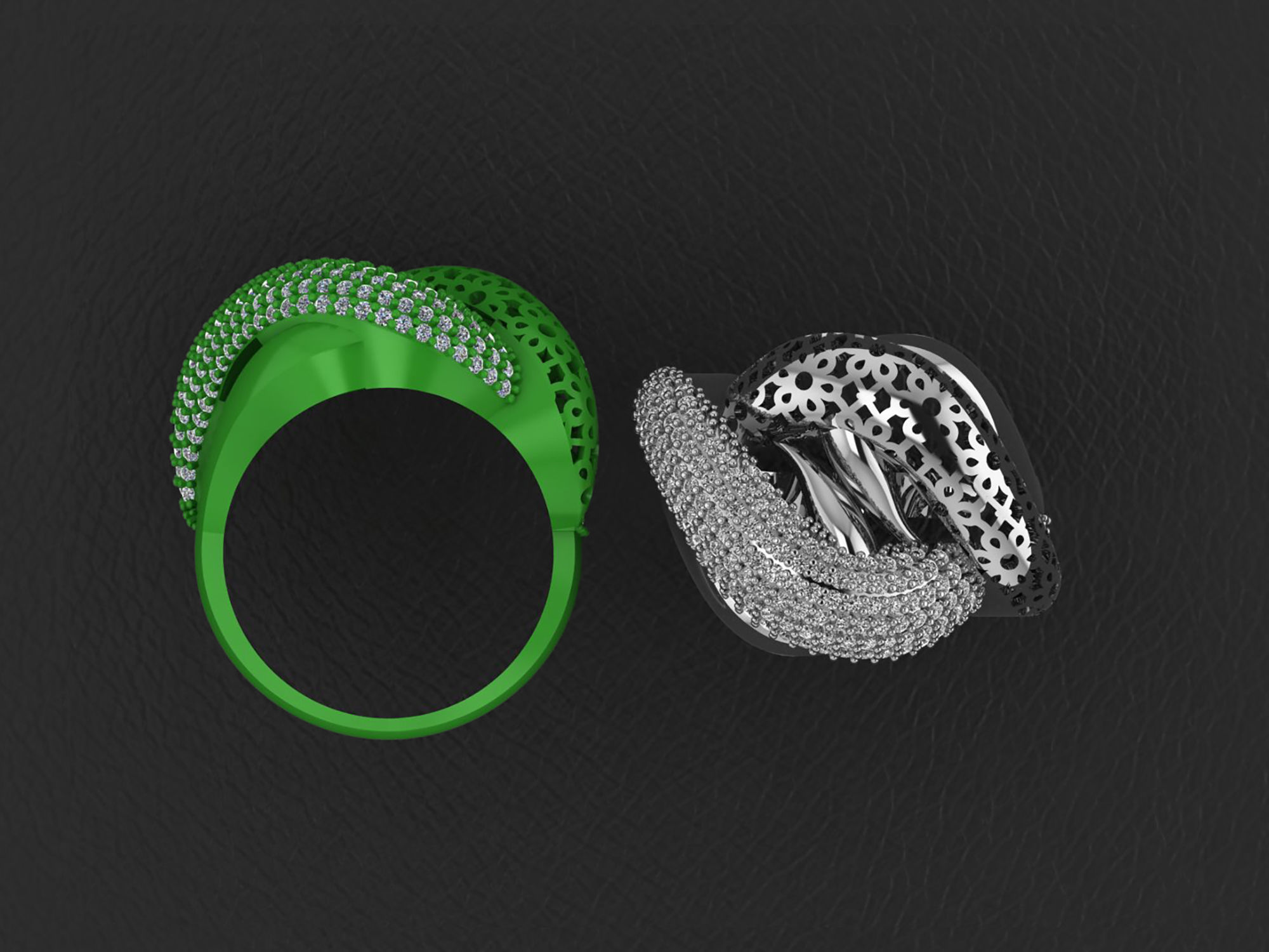 Wire Mesh Diamond Ring 3D print model_2