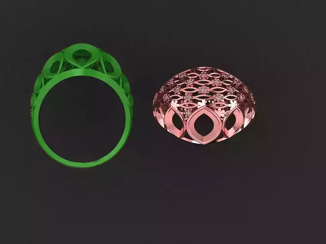 Wire Mesh Diamond Ring