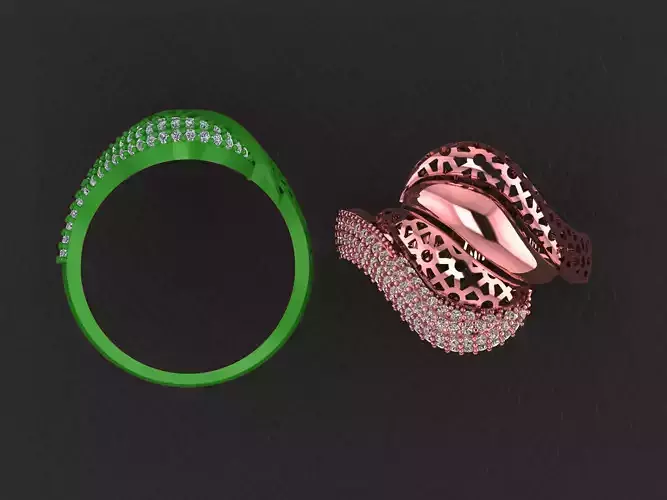 Wire Mesh Diamond Ring