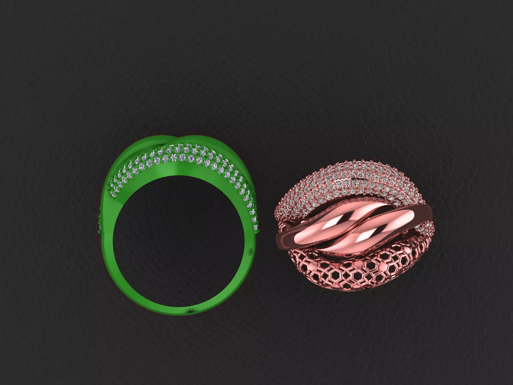 Wire Mesh Diamond Ring 3D print model_0