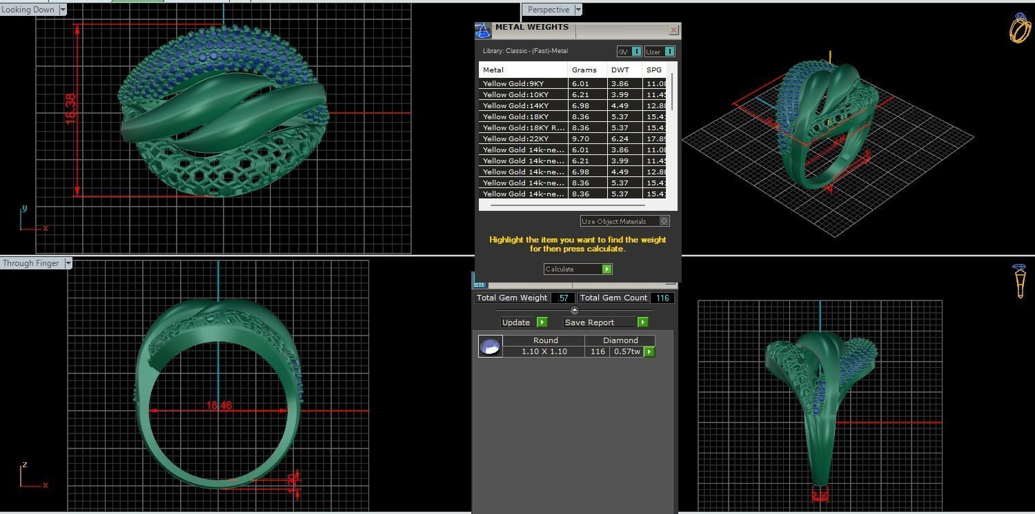 Wire Mesh Diamond Ring 3D print model_3