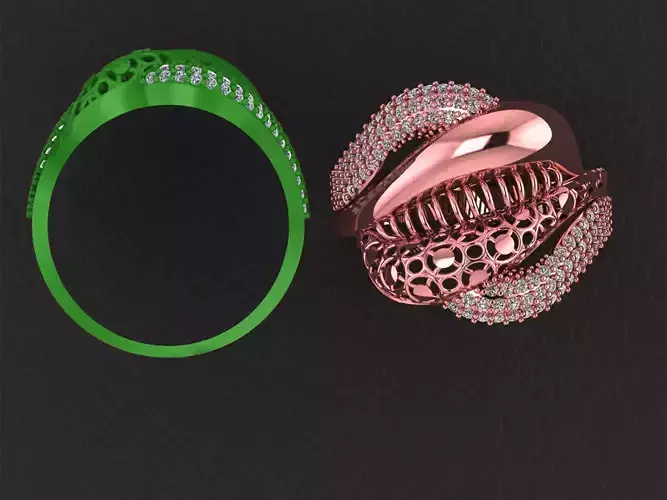 Wire Mesh Diamond Ring