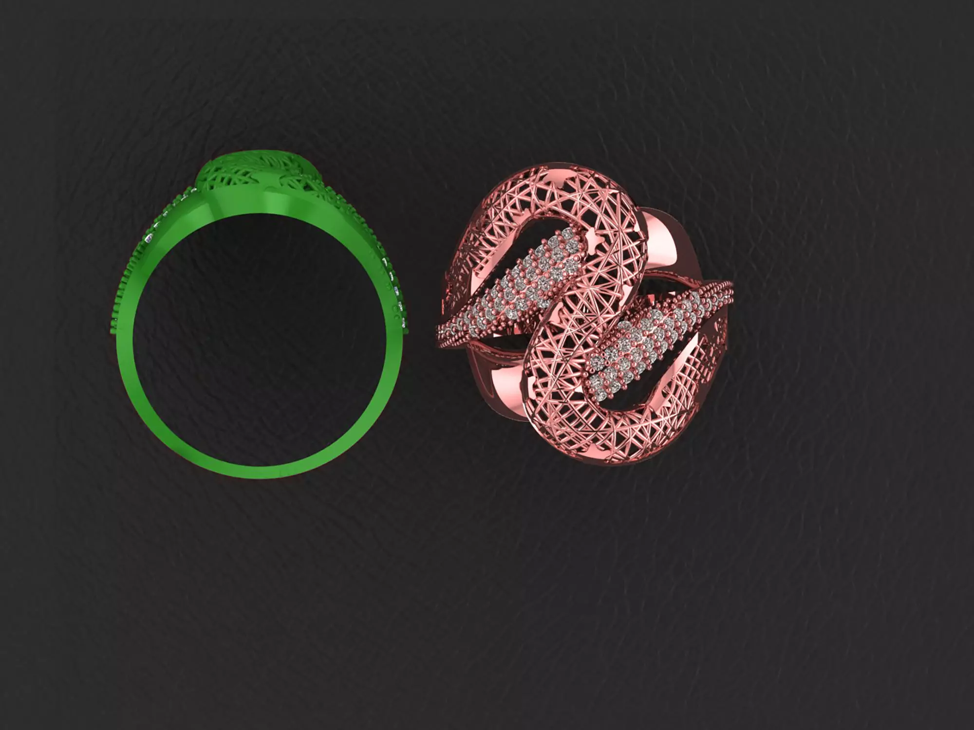 Wire Mesh Diamond Ring 3D print model_0