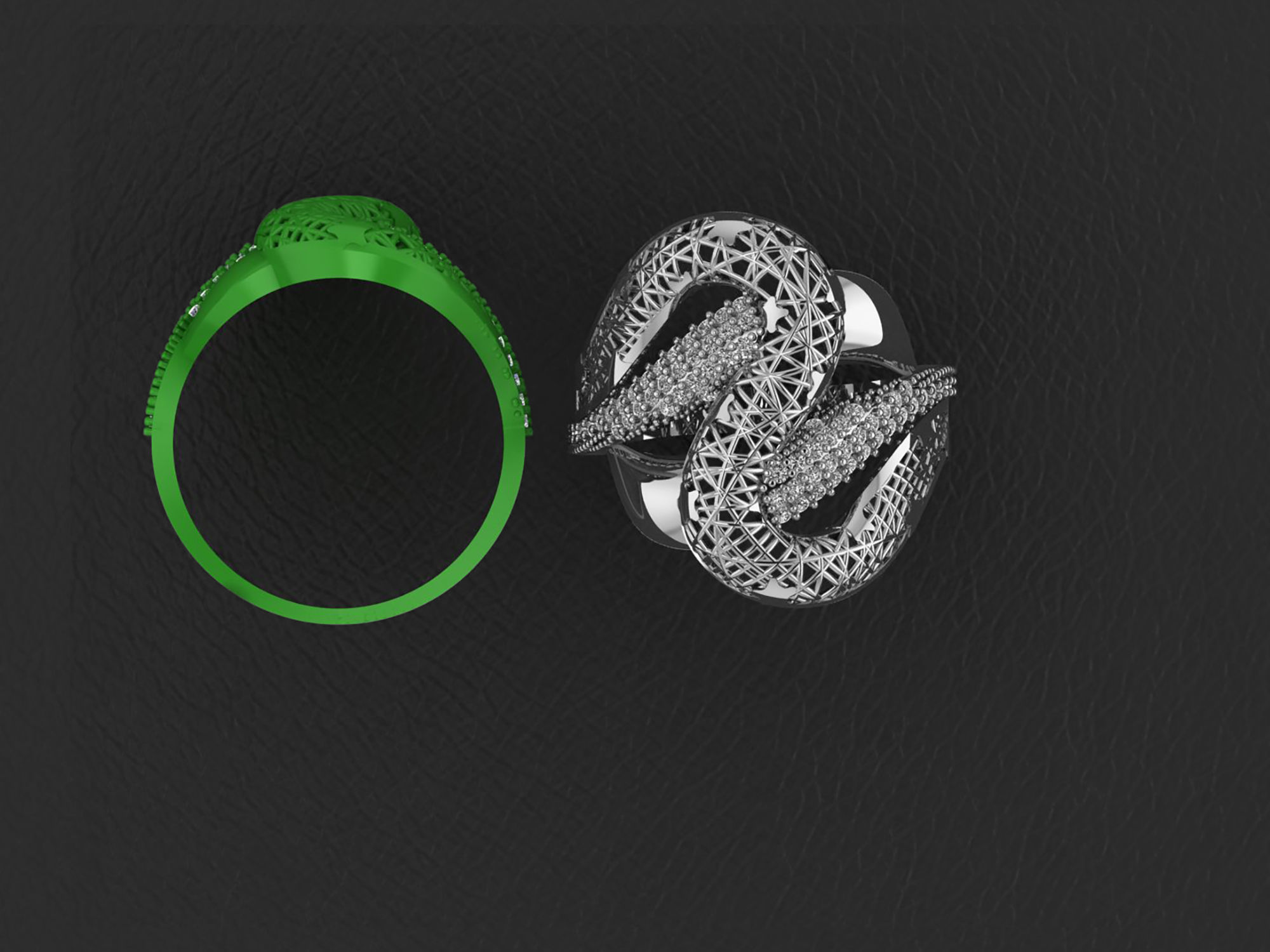 Wire Mesh Diamond Ring 3D print model_2