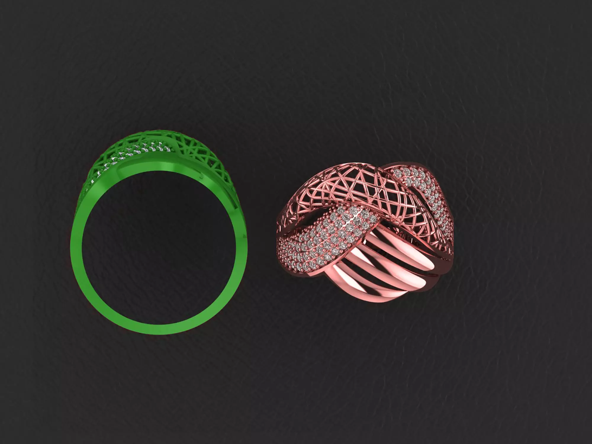 Wire Mesh Diamond Ring 3D print model_0