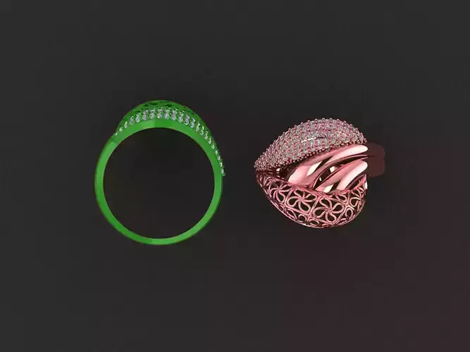 Wire Mesh Diamond Ring 3D print model