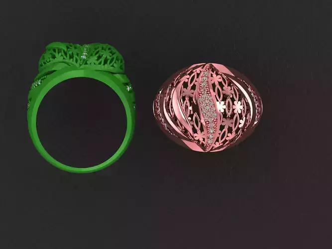 Wire Mesh Diamond Ring 3D print model
