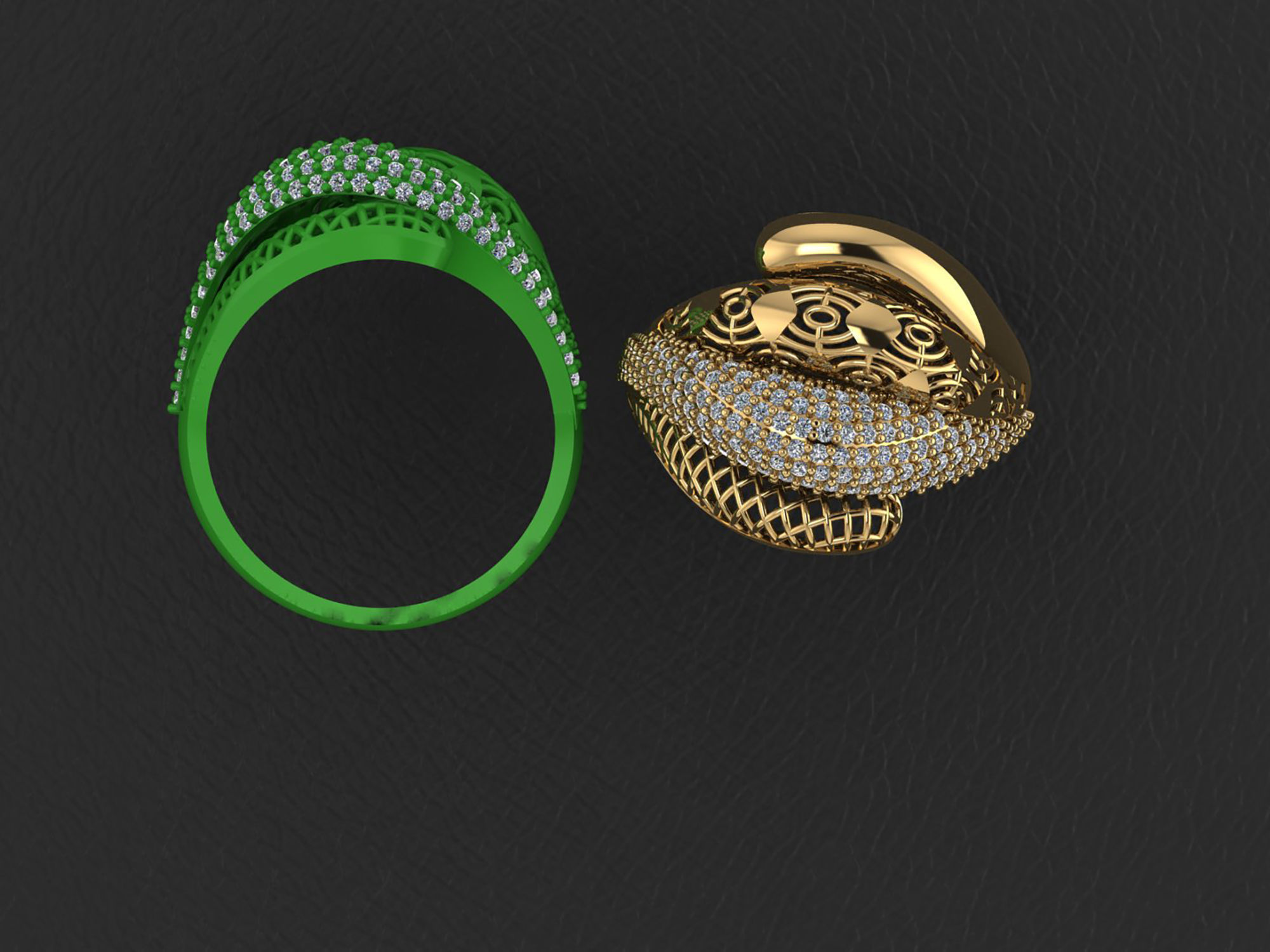 Wire Mesh Diamond Ring 3D print model_1